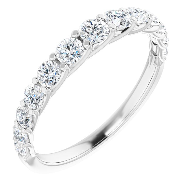 0.75 ct. Graduating Round Cut Diamond Shared Prong Wedding Band-VIRABYANI